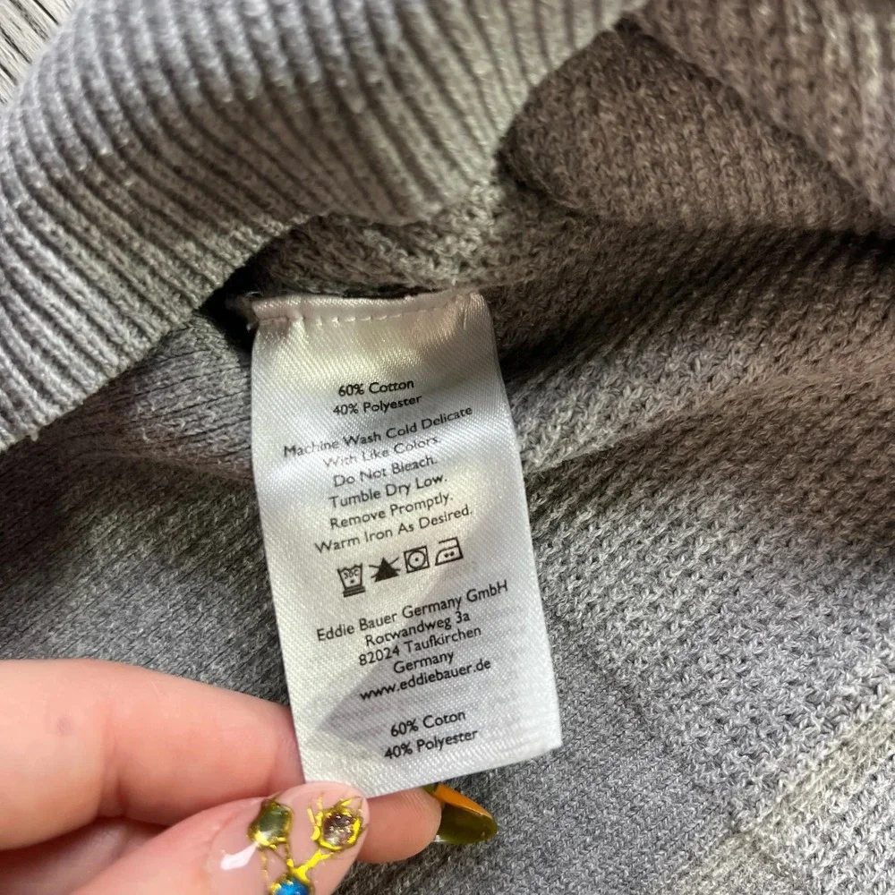 Eddie Bauer Sweater Men XL Gray Waffle Knit Raglan Crewneck Pullover Cotton J87 - Picture 4 of 8